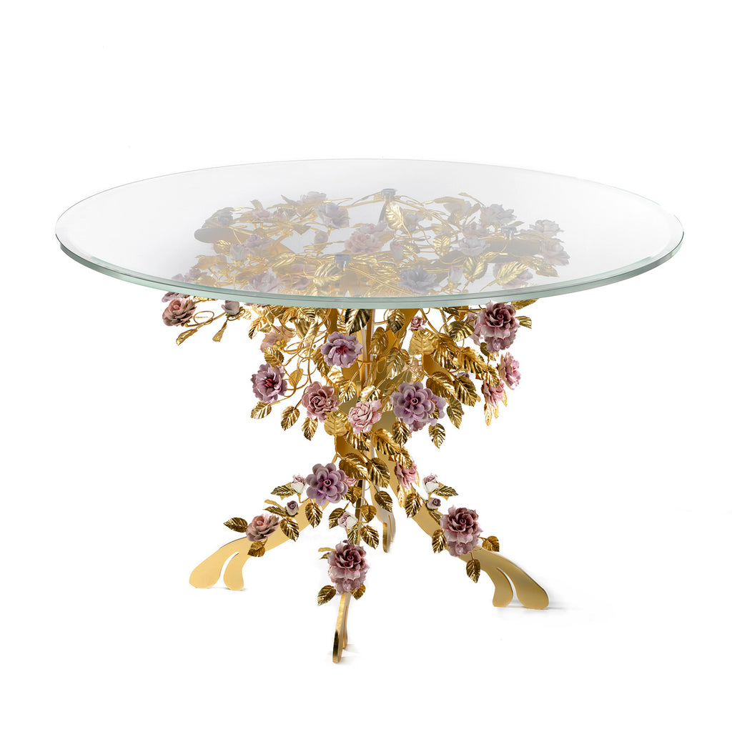 Marie Antoinette Round Dining Table - Gold & Pink