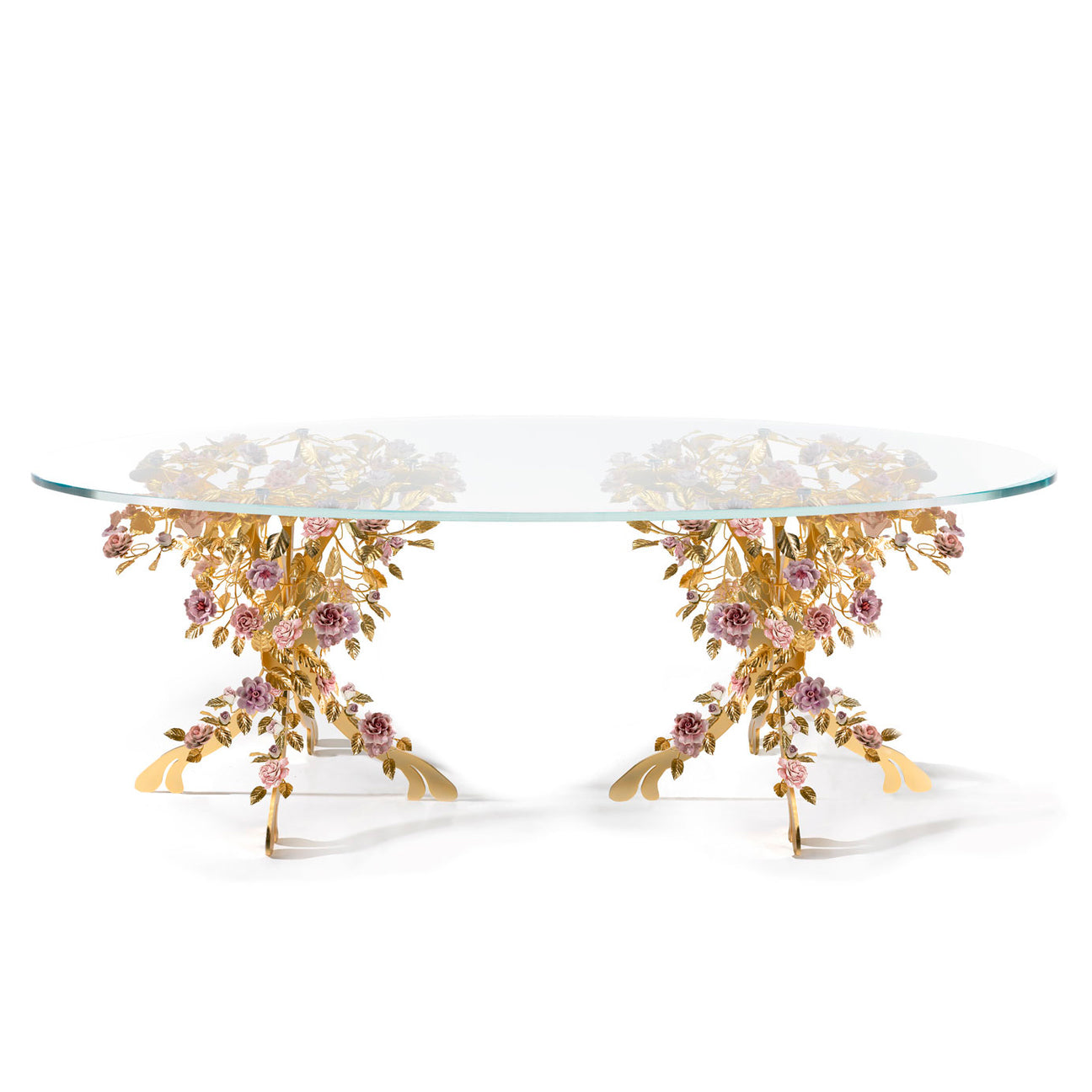 Marie Antoinette Oval Dining Table - Gold &amp; Pink 