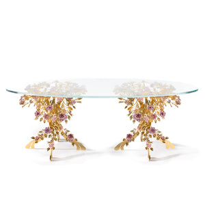 Marie Antoinette Oval Dining Table - Gold & Pink