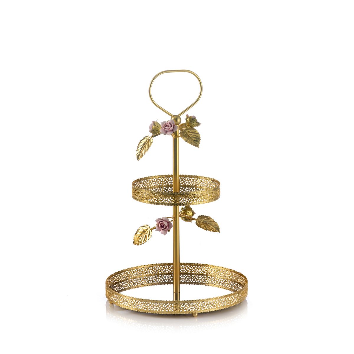 Marie-Antoinette Pink & Gold 2 Tier Cake Stand