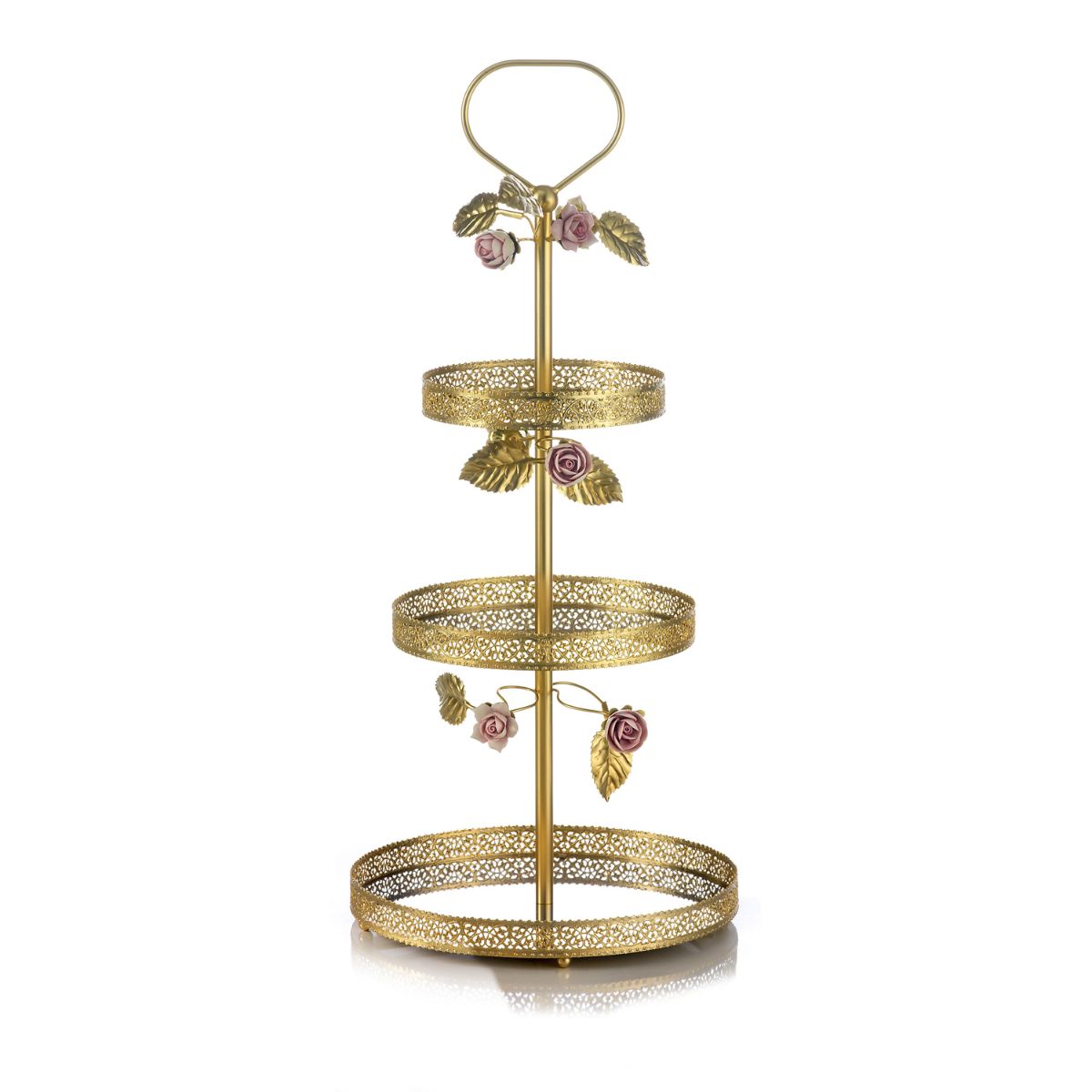 Marie-Antoinette Pink &amp; Gold 3 Tier Cake Stand 