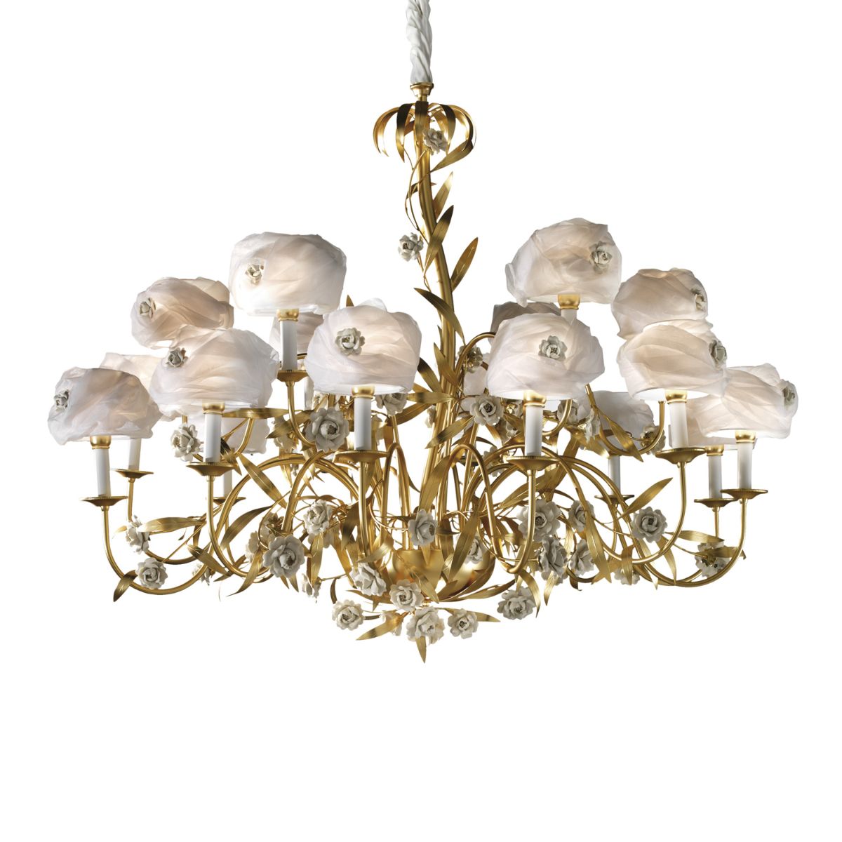 Camelia Chandelier - 18 Lights - Gold,White
