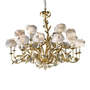 Camelia Chandelier - 18 Lights - Gold,White