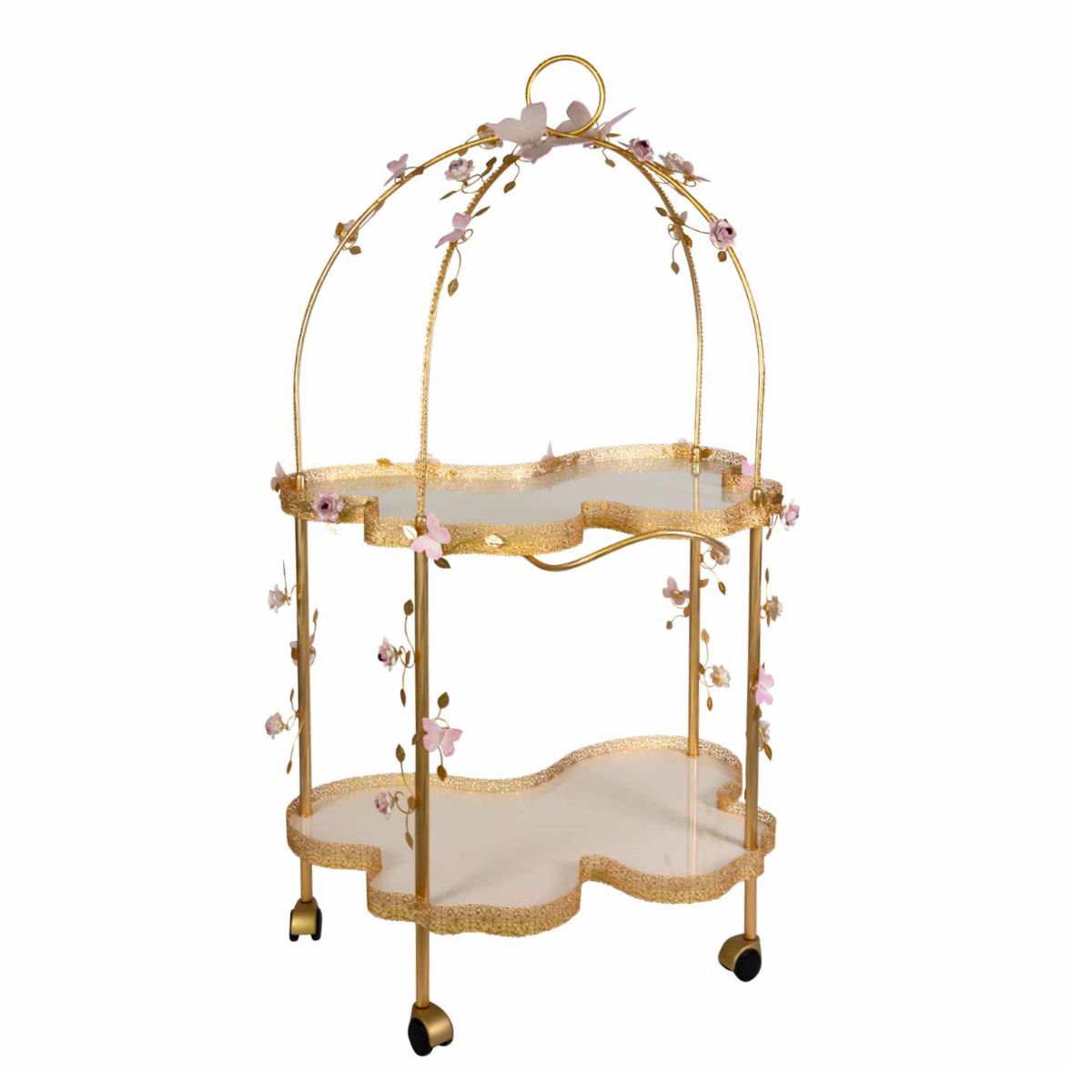 Butterfly Tea Trolley - Pink &amp; Gold 