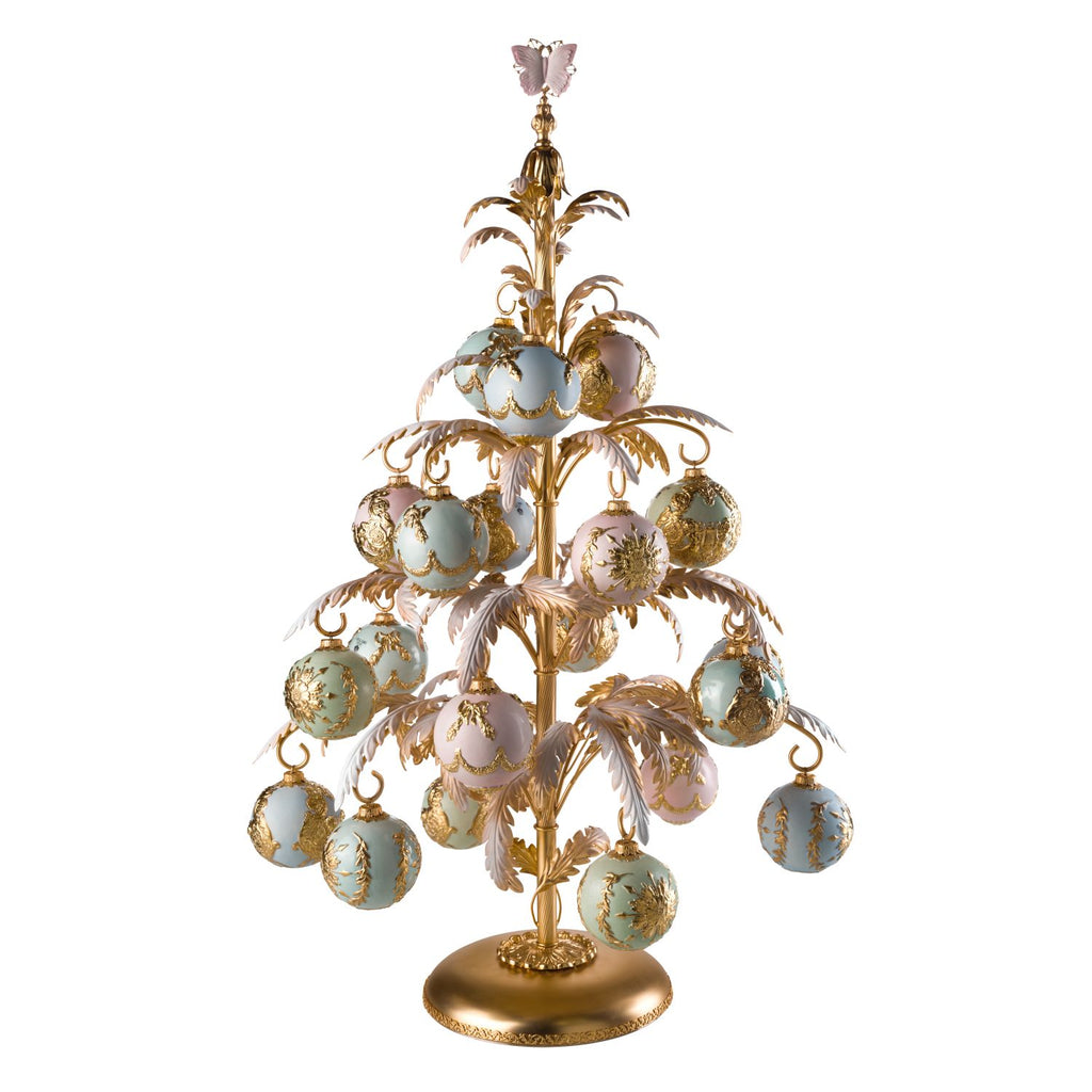 Christmas Tree With 21 Baubles - Gold & Multicolour