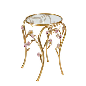 Camelia Side Table - Gold & Pink