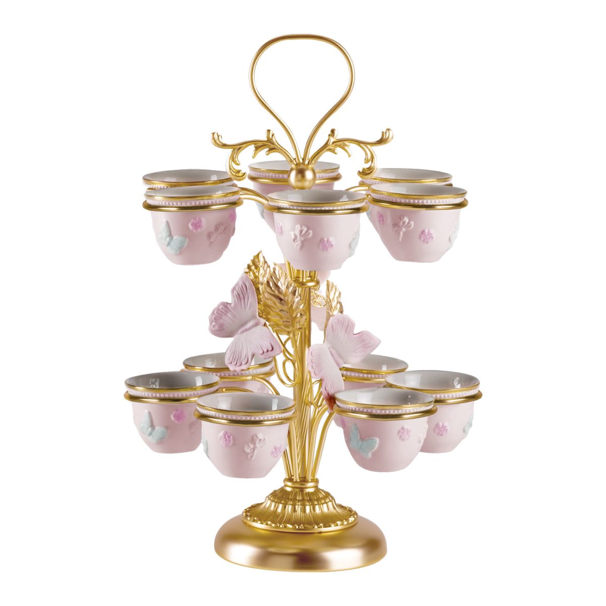 Butterfly Pastel Pink Arabic Coffee Cup Holder 
