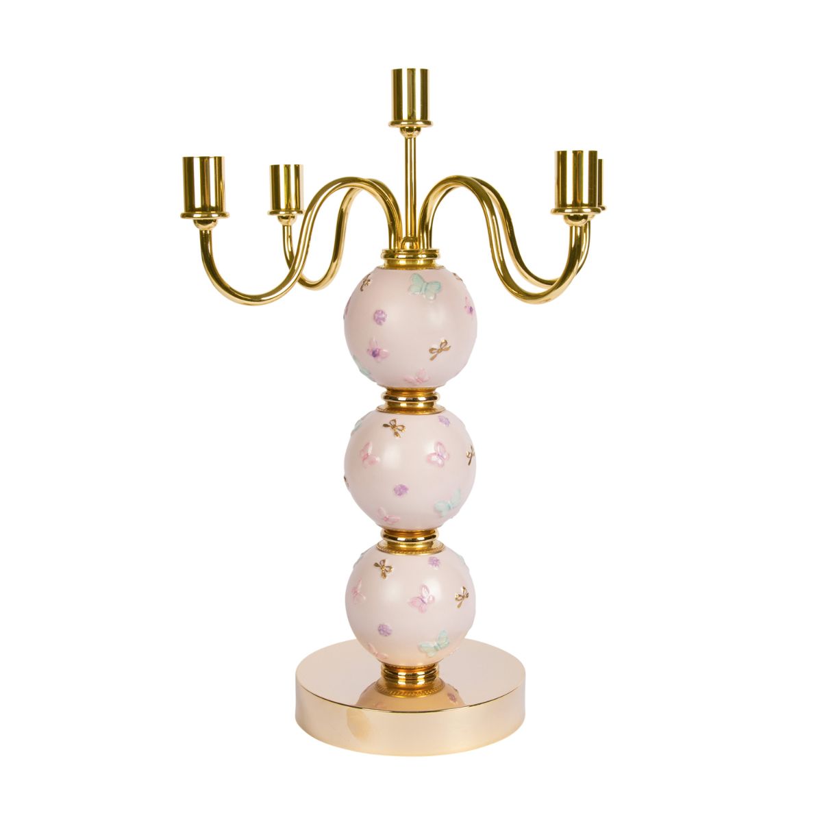 Butterfly Candelabra 5 Arms - Pink 
