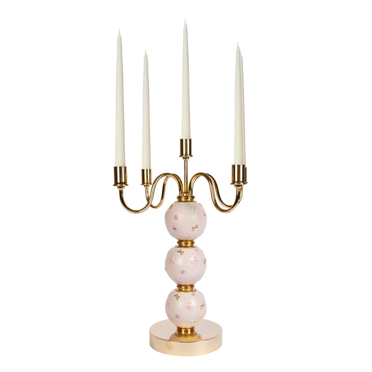Butterfly Candelabra 5 Arms - Pink 