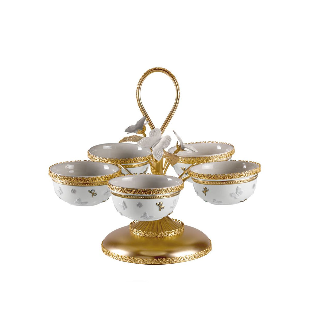 Butterfly White & Gold Small Pistachios Holder
