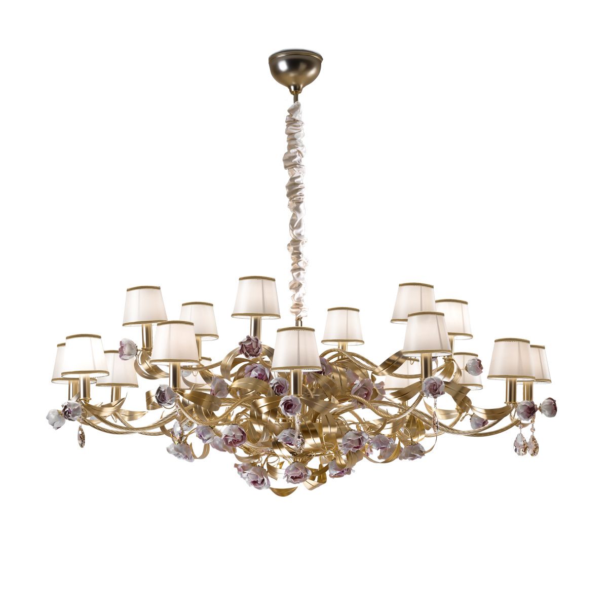Peony 18 light chandelier - Gold & Pink