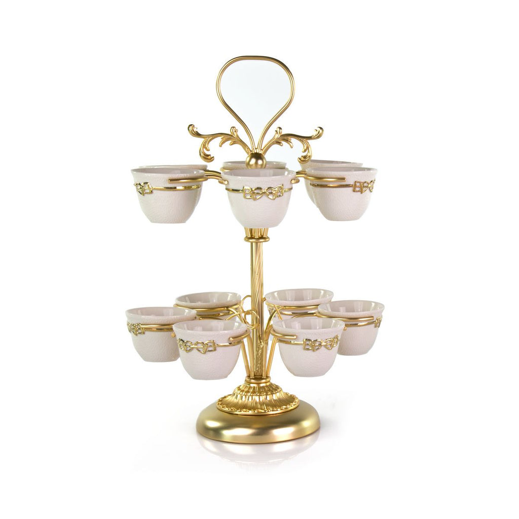Dressage White & Gold Arabic Coffee Cup Holder