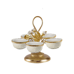 Taormina White & Gold Small Pistachios Holder - 5 Bowls
