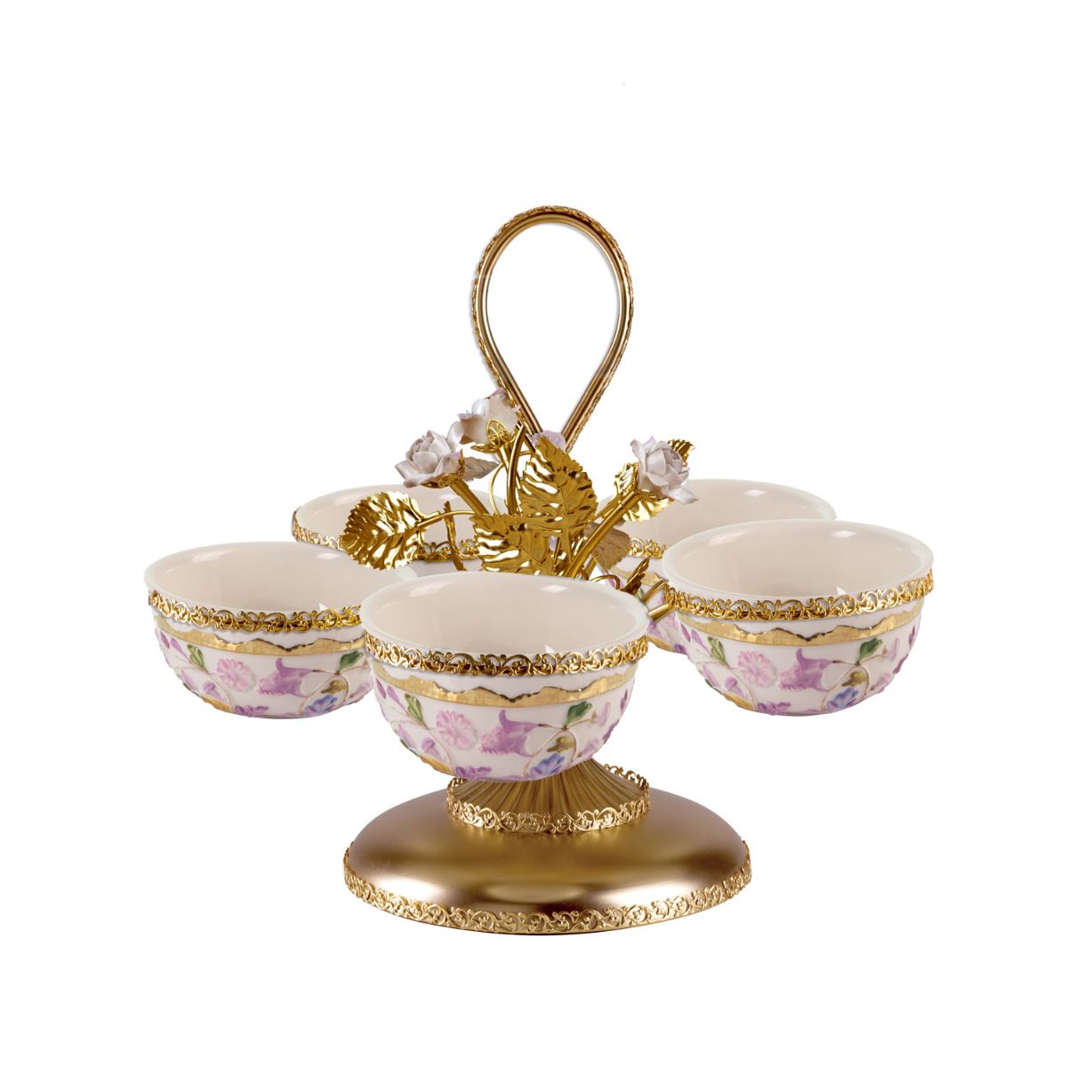 Taormina Multicolor & Gold Small Pistachios Holder - 5 Bowls