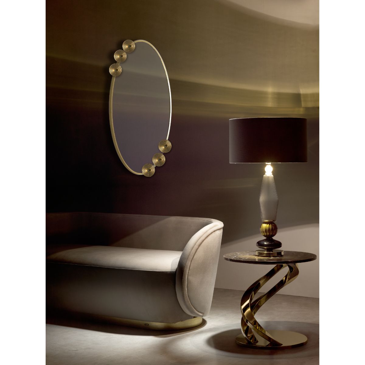 Dandelion Oval Mirror 57 X 110 Cm - Gold