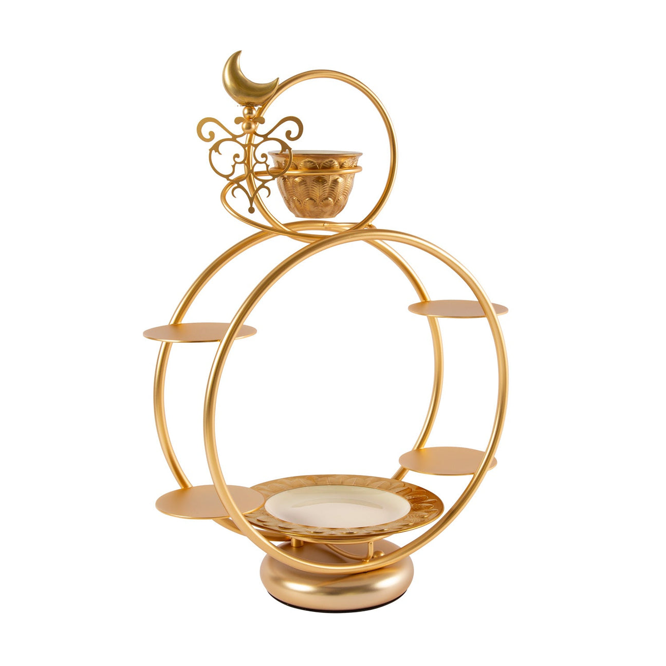 EXTRAVAGANZA - Round Pastry Holder &amp; Coffee Cup - Gold 