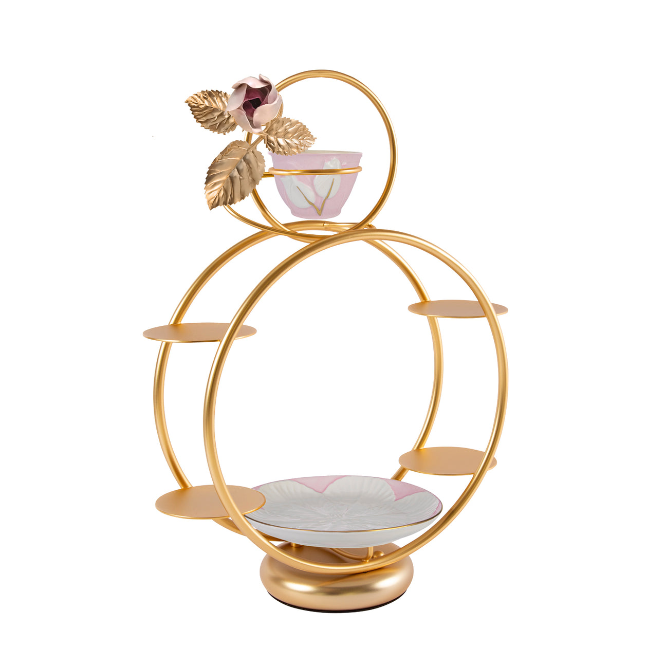 Tulip Round Pastry Holder &amp; Coffee Cup - Pink &amp; White 