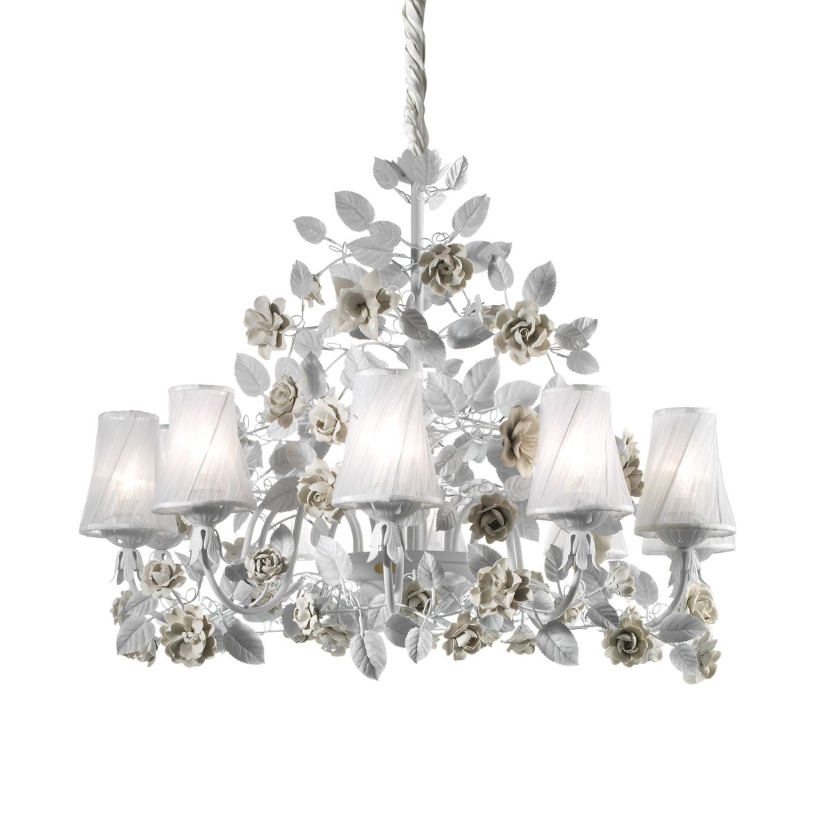 Marie Antoinette 10 light chandelier - White