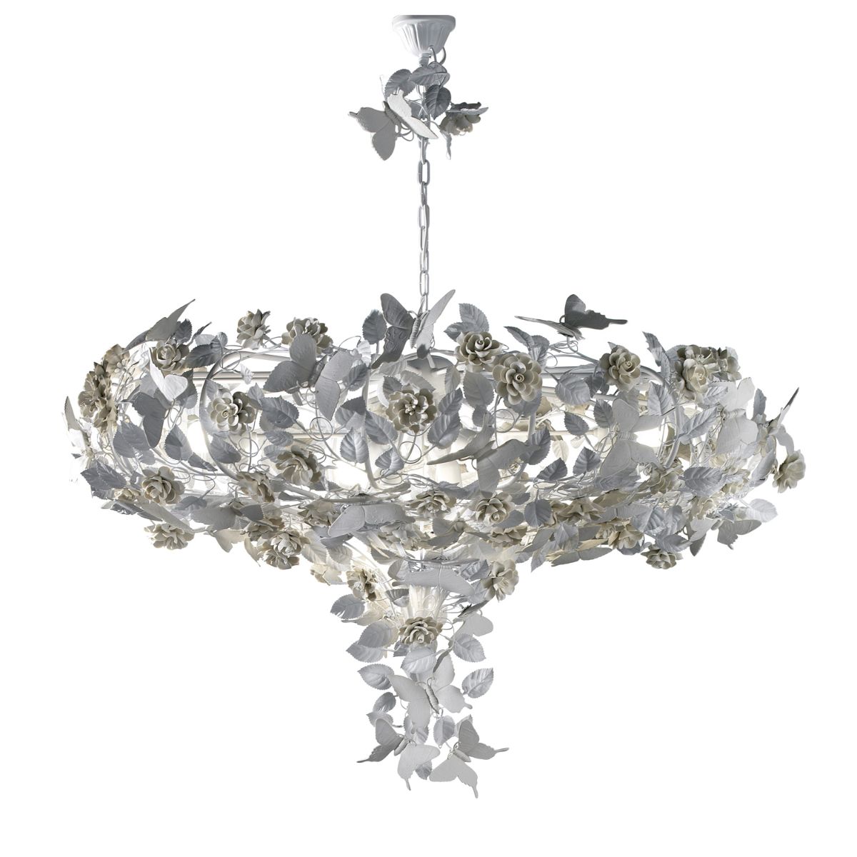 Butterfly 10 Light chandelier - White