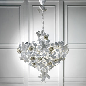Butterfly 8 Light chandelier - White