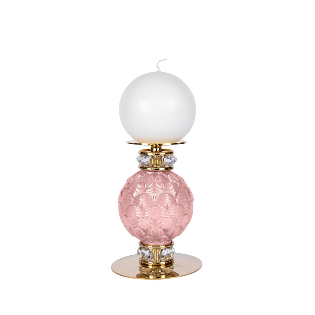 Peacock Small Candle Holder - Pink & Gold