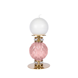 Peacock Small Candle Holder - Pink & Gold