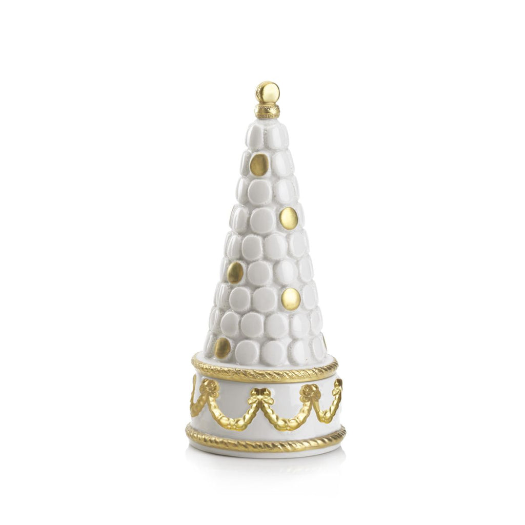 Chantilly Baby Macaron Pyramid Scented Candle - White & Gold