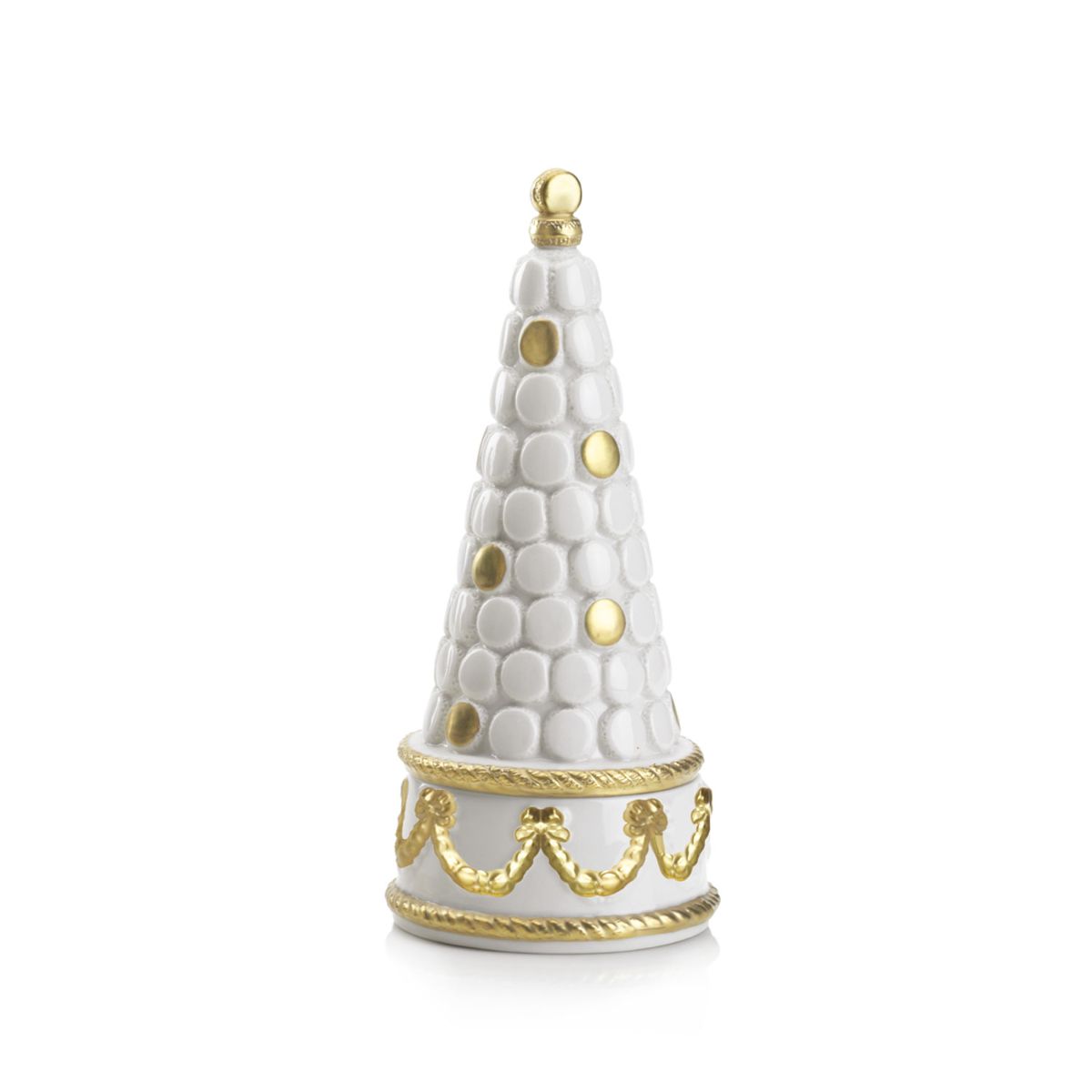 Chantilly Baby Macaron Pyramid Scented Candle - White &amp; Gold 