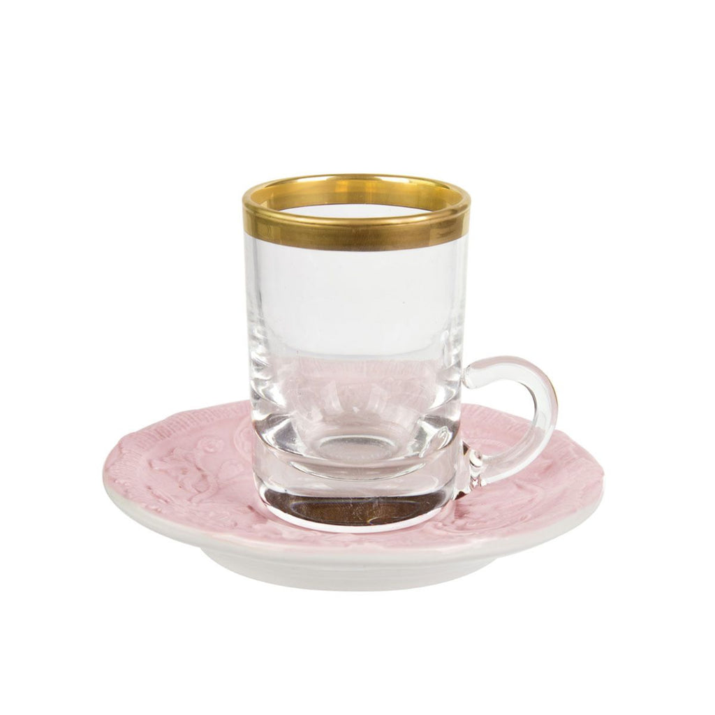 Taormina Pink Arabic Tea Cup And Saucer Small Size