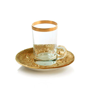 Taormina Gold Arabic Tea Cup And Saucer Small Size