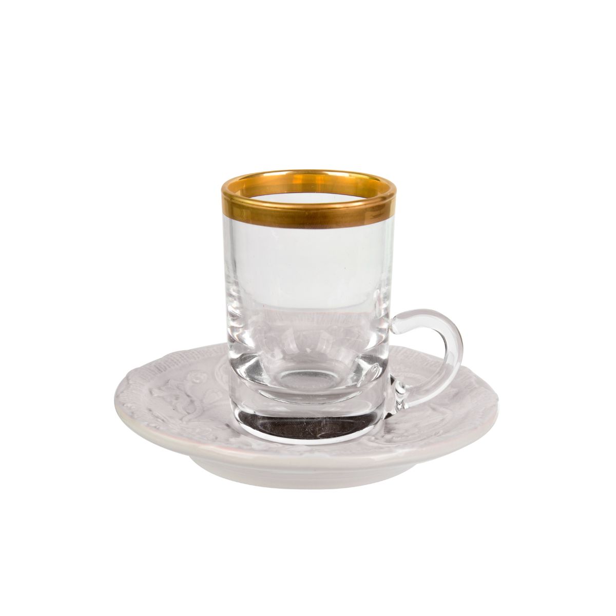 Taormina White & Gold Arabic Tea Cup And Saucer Small Size