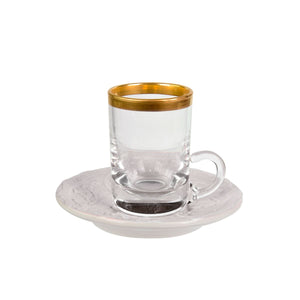 Taormina White & Gold Arabic Tea Cup And Saucer Small Size
