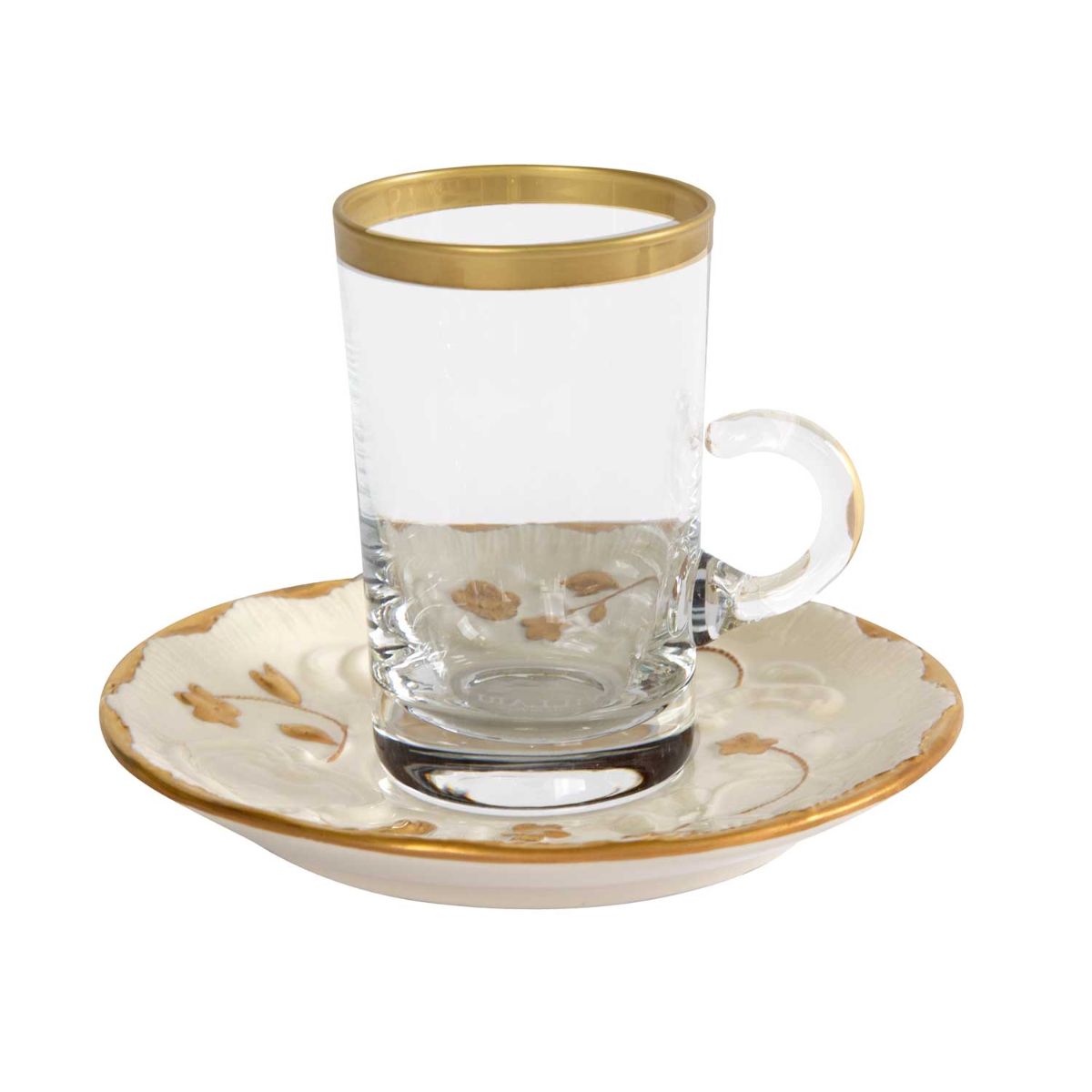 Taormina White &amp; Gold Green Tea Cup &amp; Saucer 
