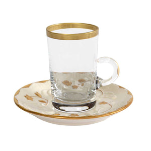 Taormina White & Gold Green Tea Cup & Saucer