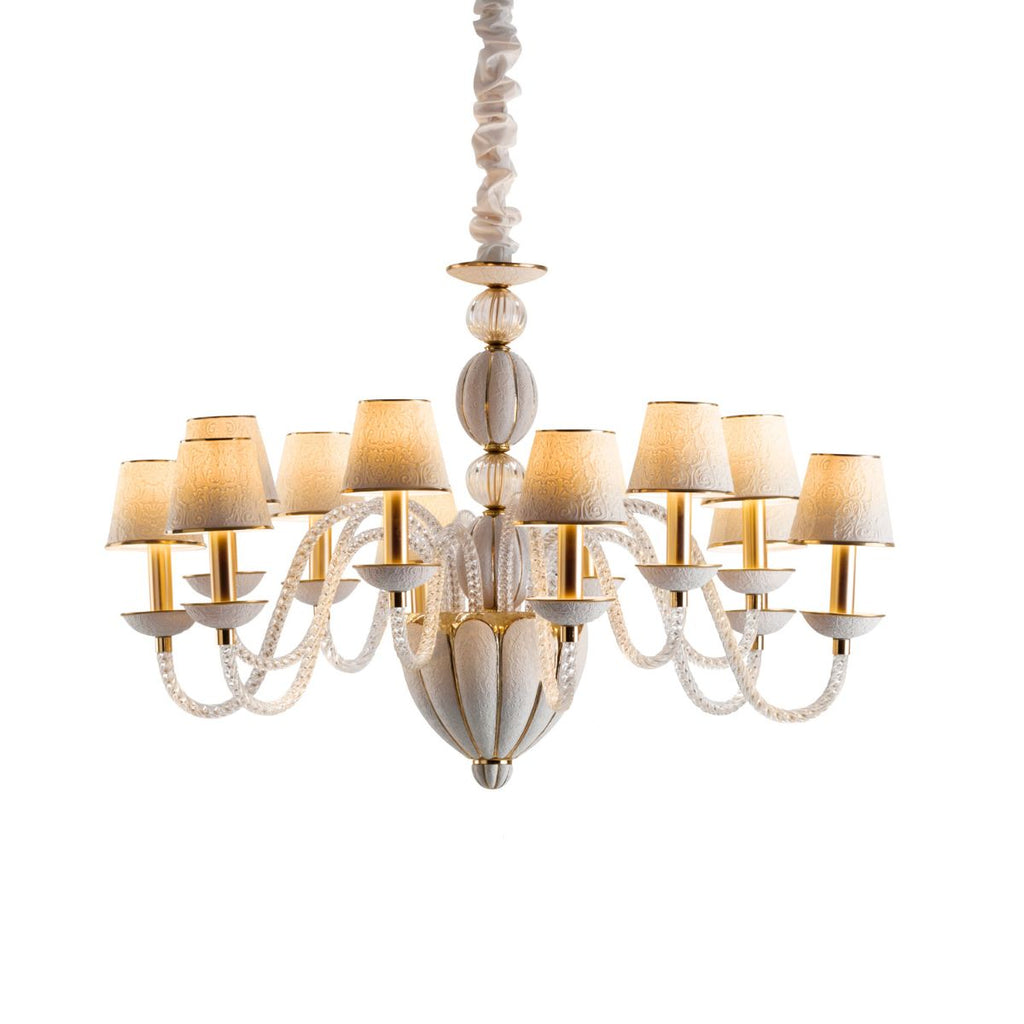 Amour Chandelier 12 Lights - White & Gold