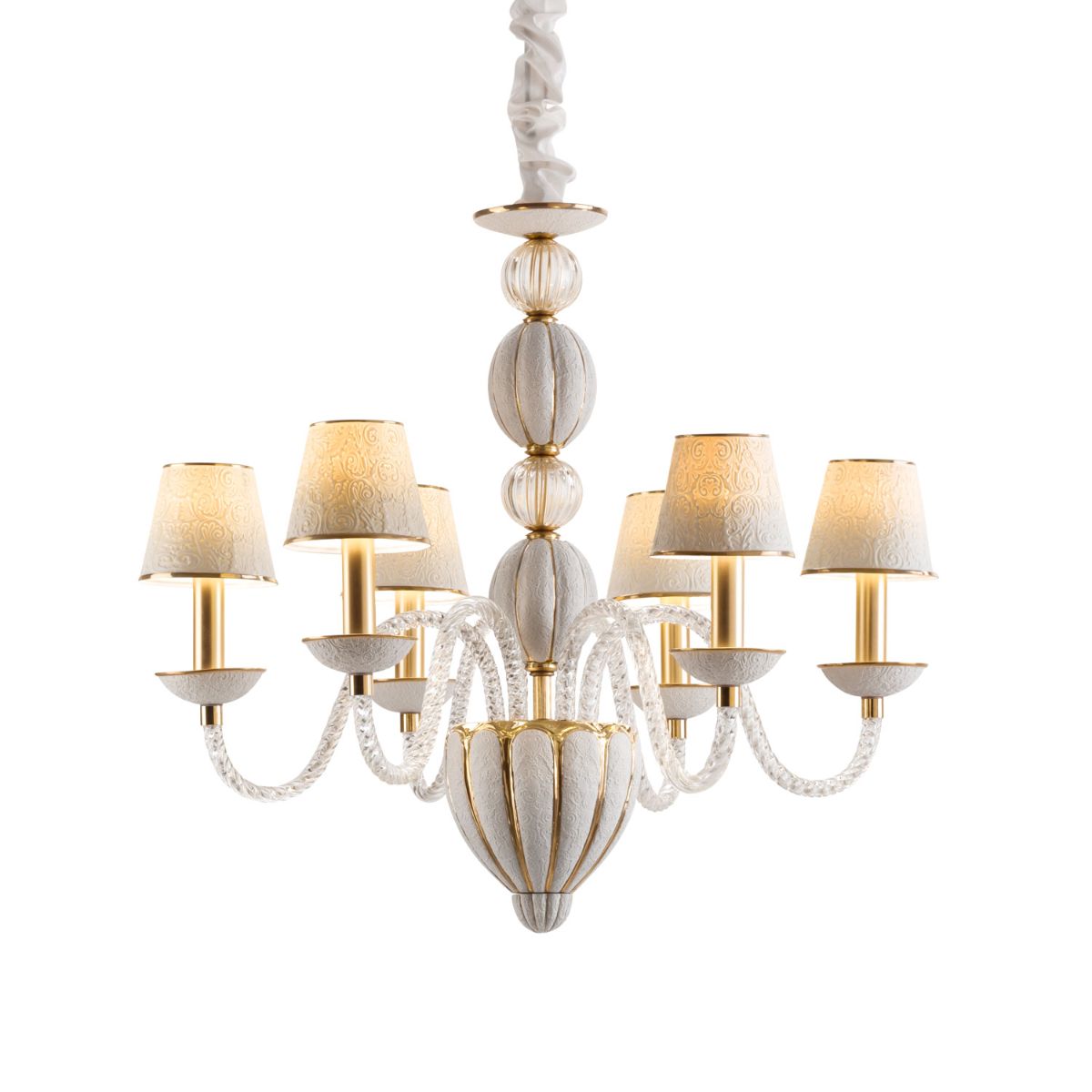 Amour Chandelier 6 Lights - White &amp; Gold 