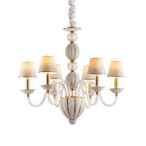 Amour Chandelier 6 Lights - White & Gold
