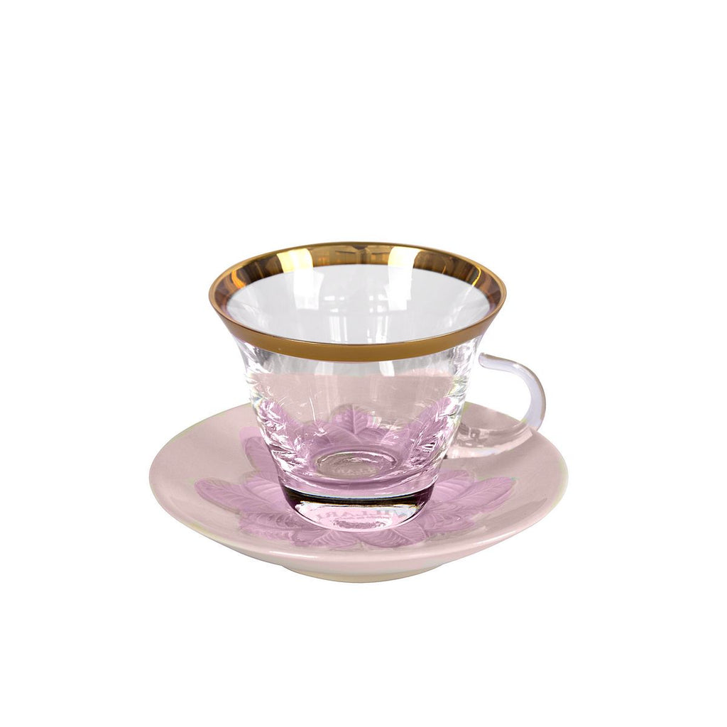 Peacock Lilac & Gold Cappuccino Cup & Saucer