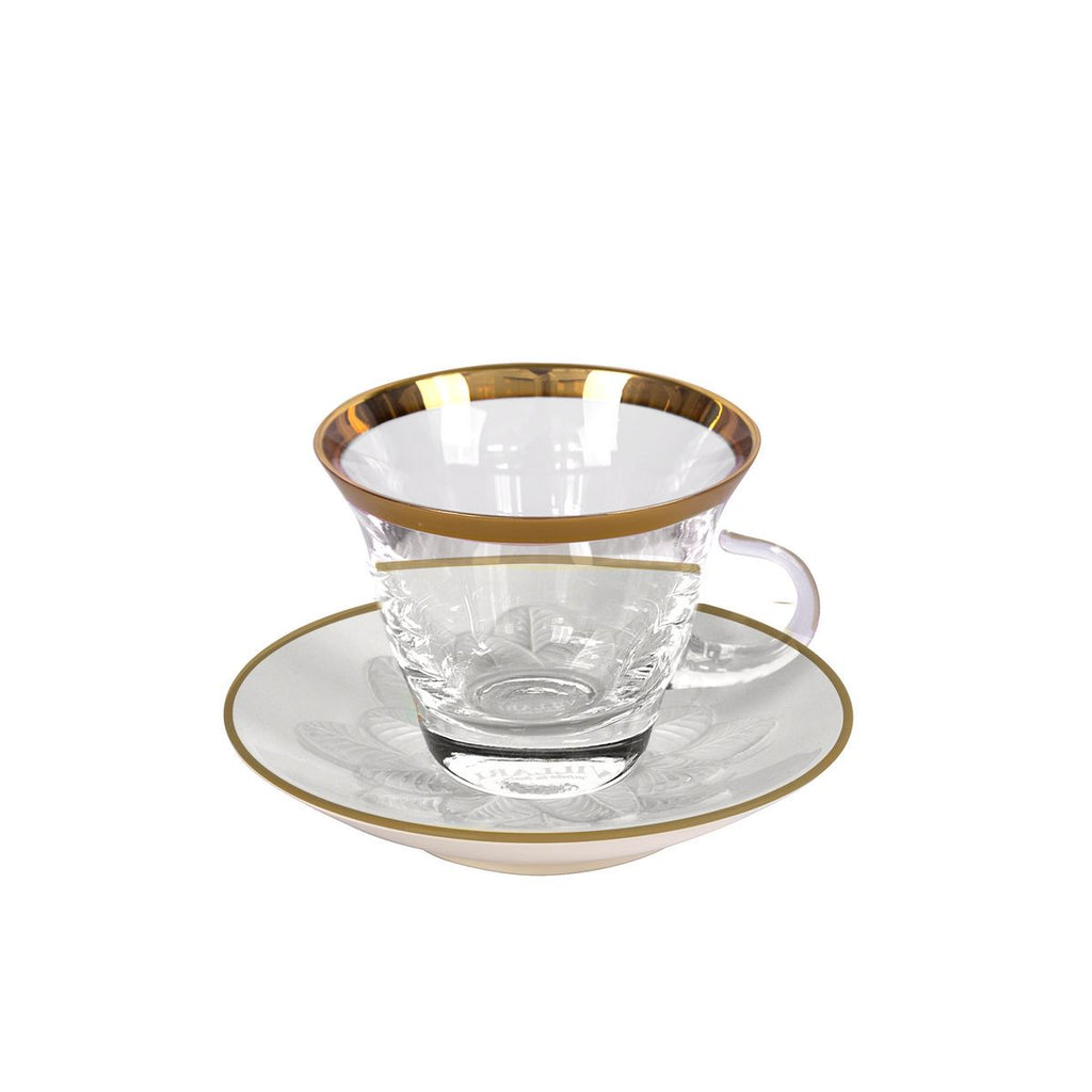 Peacock White & Gold Cappuccino Cup & Saucer