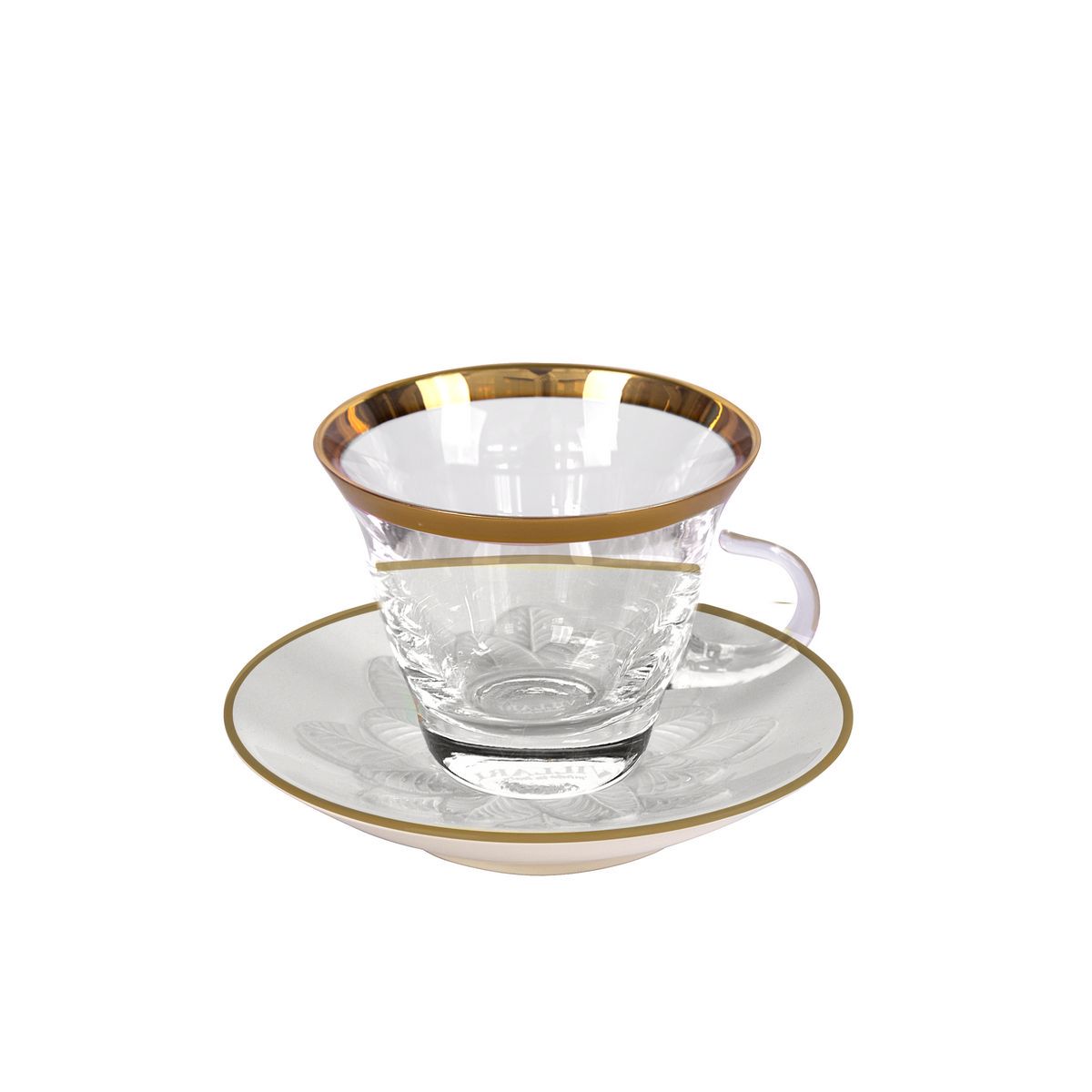 Peacock White &amp; Gold Cappuccino Cup &amp; Saucer 