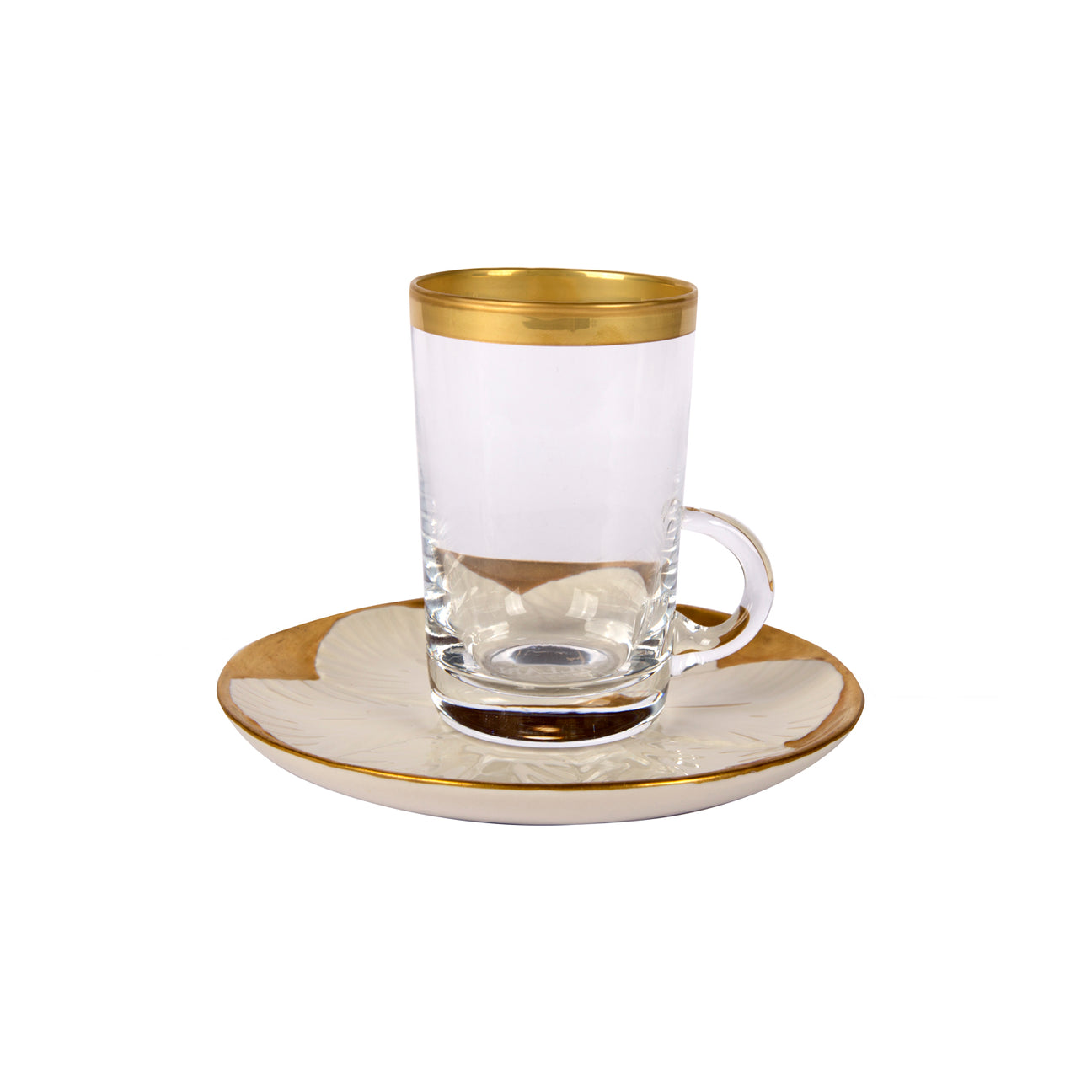Tulip Arabic Tea Cup - White &amp; Gold 