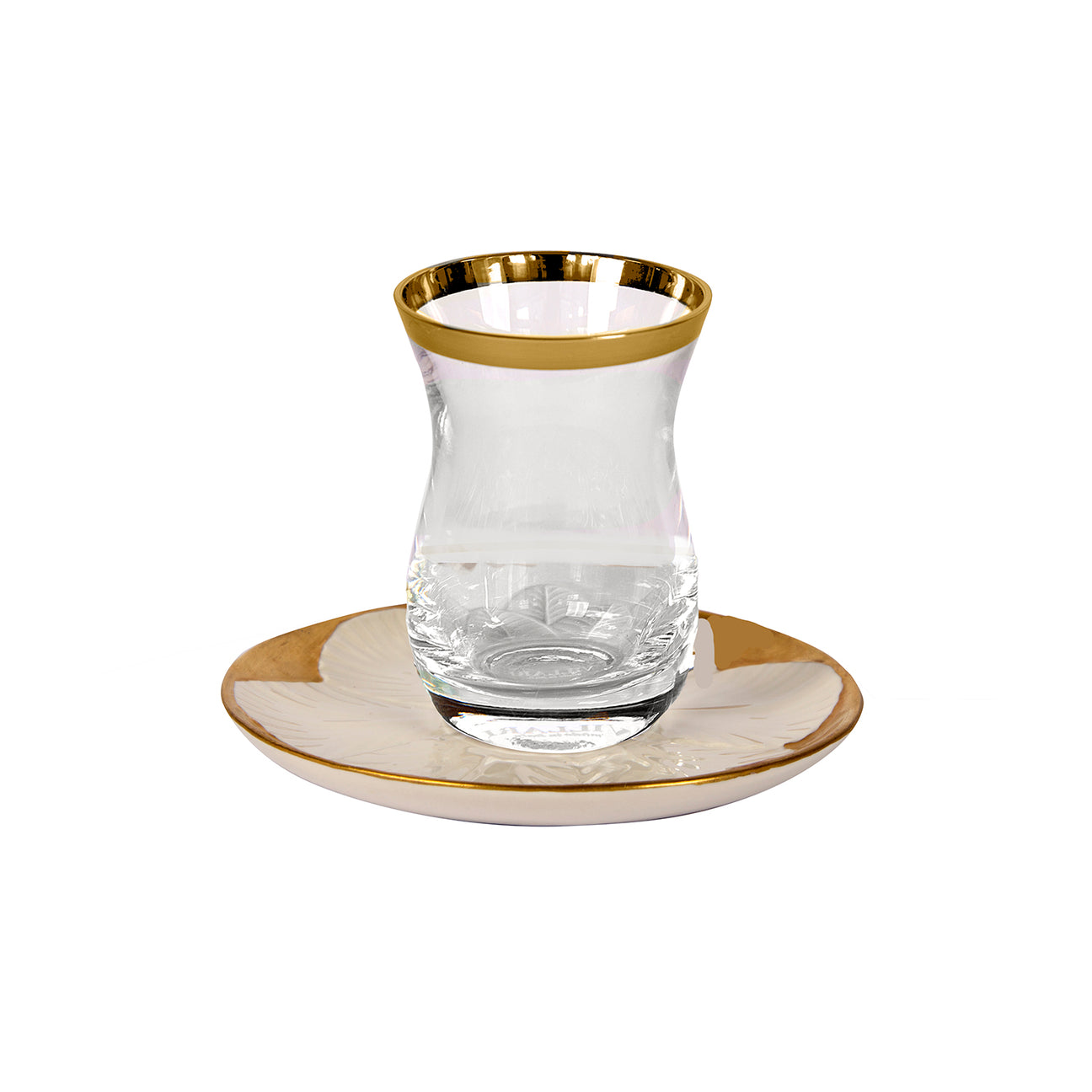 Tulip Oriental Tea Cup - White &amp; Gold 