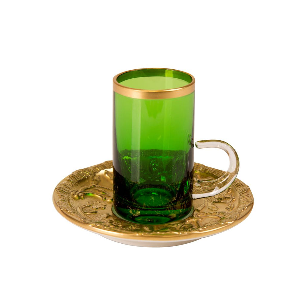 Ramz by Villari Emerald Arabic Tea Cup & Saucer