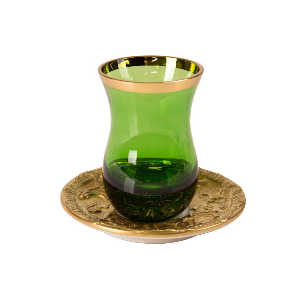 Ramz by Villari Emerald Big Oriental Large Tea Cup & Sc.