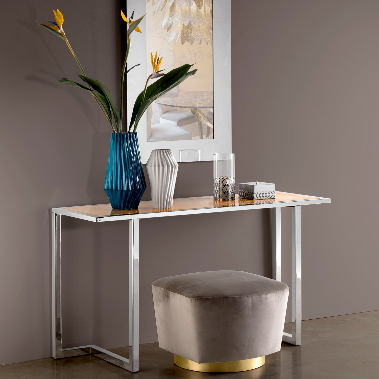 Deco Console - Imperial Gold & Chrome