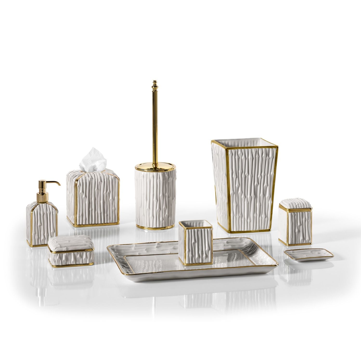 Bamboo White & Gold Bathroom Set