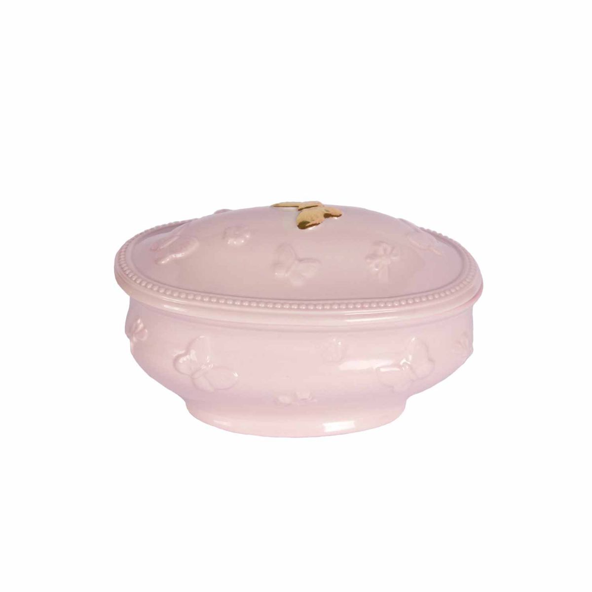 Butterfly Oval Trinket Box - Pink