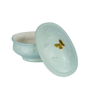 Butterfly Oval Trinket Box - Aquamarine