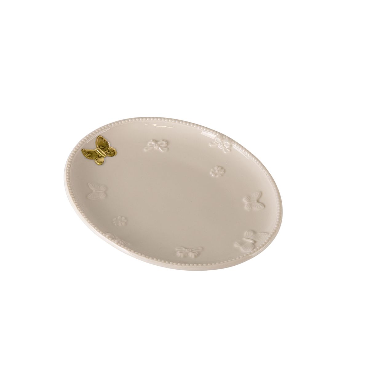 Butterfly Trinket Dish - White & Gold