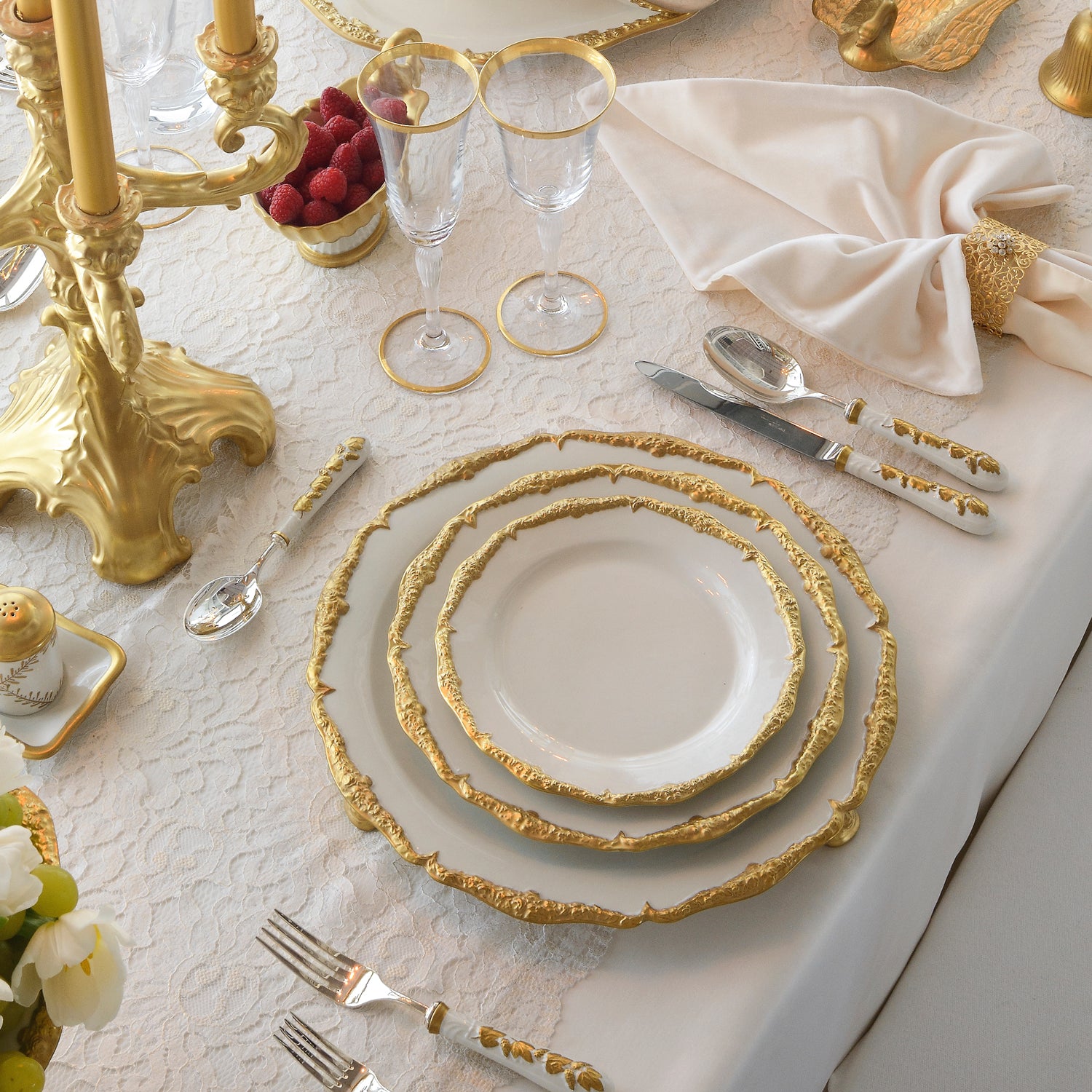 Empire Dining Set - White & Gold